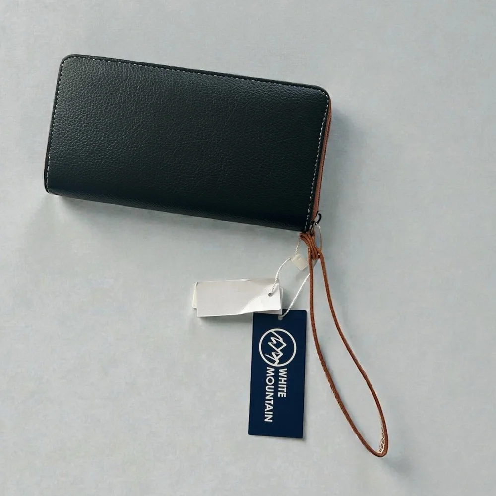 White Mountain Black Wristlet with Brown Strap - Picture 2 of 6